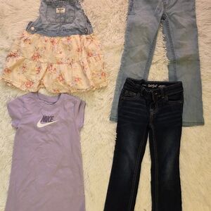 4T / 5T GIRLS CLOTHES LOT Nike Oshkosh B'Gosh & Cat&Jack Jeans Dresses